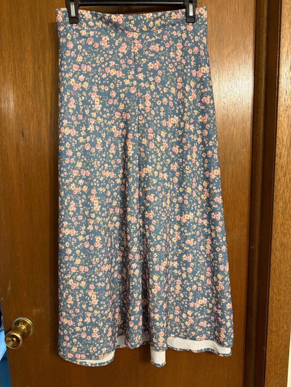 ARULA Blue Floral Circle Skirt with Pink Accents